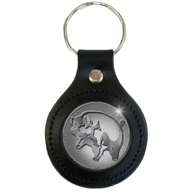 Image of Pink Floyd Premium Key Chain: Pig (Classic Leather Fob.)