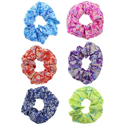 Image of Zac&#039;s Alter Ego Set of 6 Chinese Floral Pattern Hair Scrunchies