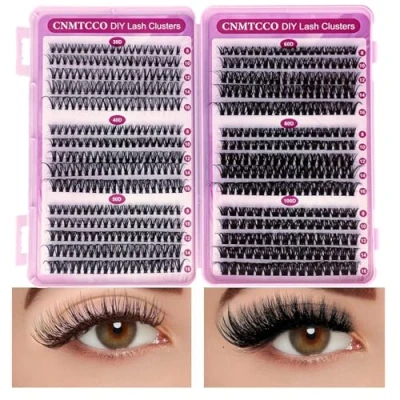 Image of CNMTCCO Individual Eyelashes 570pcs Natural Cluster Lashes D Curl Lash Clusters Fluffy Wispy for DIY Extensions at Home (8 16mm 30+40+50+60+80+100D)