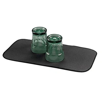 Image of iDesign iDry Dish Drainer Mat, Small Quick Drying Draining Board Made of Polyester, Black/White
