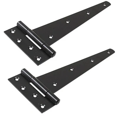 Image of 2X Black 14&quot;/350mm Heavy Duty Tee Hinges Long Gate/Shed/Door T