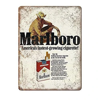 Image of HONGXIN Marlboro Cigarette Retro Iron Painting Tin Wall Signs Warning Sign Metal Plaque Poster Art Decoration Bar Cafe Garage Office