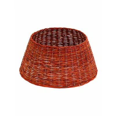 Image of Optimal Products Willow Christmas Tree Skirt Rattan Wicker Natural Base Cover XMAS Festive Stand UK (Large (70 x 28 cm), Brown)