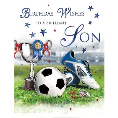 Image of Regal Publishing Traditional Birthday Card Brilliant Son Football 8 x 6 inches