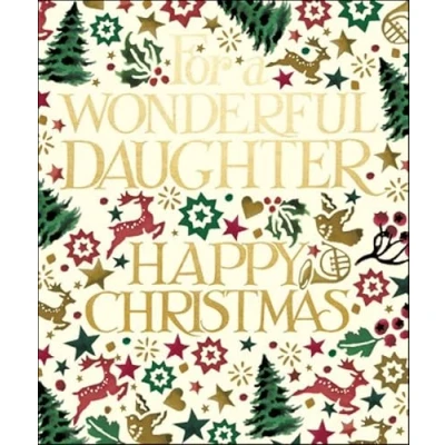 Image of Woodmansterne Wonderful Daughter Christmas Card Emma Bridgewater Festive Print with Foil Details Eco Friendly and Recyclable