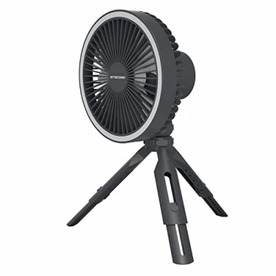 Image of Nitecore NEF10 Multifunctional Portable Electric Fan with LED Ring Light, Flexible Ball Head Tripod, 10000mAh Brushless Motor (Gray)