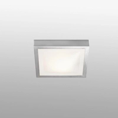 Image of Tola 1 Light Small Square Bathroom Flush Ceiling Aluminium, White IP44, E27