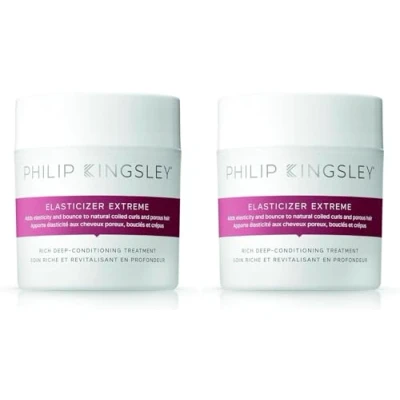 Image of Philip Kingsley Elasticizer Extreme Rich Duo Deep Conditioning Hair Mask Repair Treatment Pre Shampoo Reduces Breakage and Frizz for Dry &amp; Damaged 150ml x2