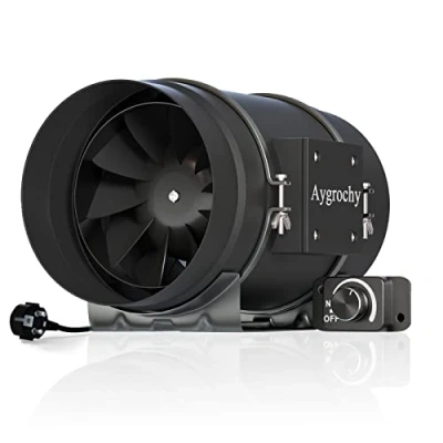 Image of Aygrochy Quiet 8 Inline Duct Fan with 0 100% Variable Speed Controller Ventilation Exhaust Using for Heating Cooling Booster, Grow Tents, Hydroponics,Home use and Blower.