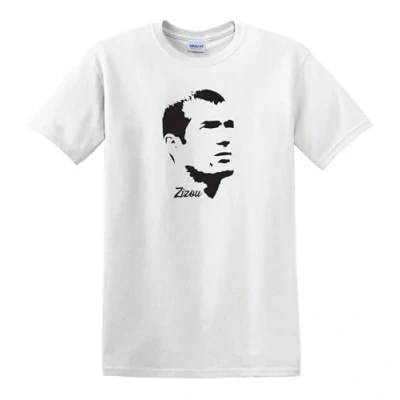 Image of Zinedine Zidane Zizou Che Guevara Style Football Legend French Icon Heavy Cotton t Shirt White