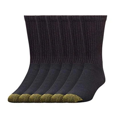 Image of Gold Toe Men&#039;s 656s Cotton Crew socks, Multipairs athletic Black (6 pairs), L UK