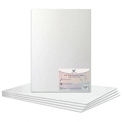 Image of 8 X 10 Canvas Panel Stretched Blank Board Primed Artist Boards 100% Cotton for Oil Paint Acrylic Painting Mixed Media White Canvases (8x10 Inch 5 Boards)