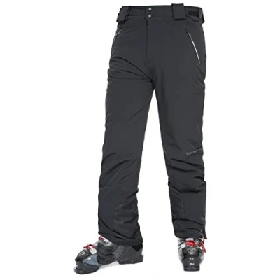 Image of Trespass Pitstop, Black, L, Waterproof Trousers with Ankle Zips &amp; Gaiters for Men, Large, Black