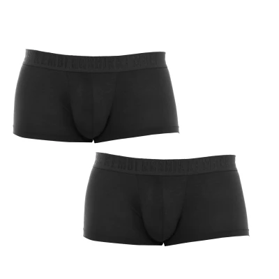 Image of Bikkembergs Mens Pack 2 Boxers Fashion Bamboo BKK1UTR03BI man Black Rubber Size X Large