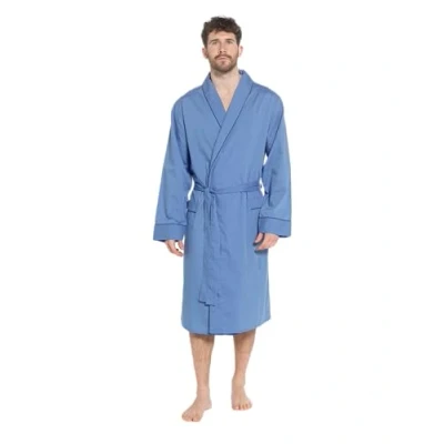 Image of INSIGNIA Mens Plain Woven Lightweight Cotton Poly Dressing Gown Robe (UK, Alpha, L, Regular, Sky Marl)