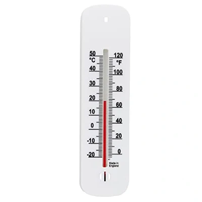 Image of Accurate Room Thermometer Indoor and Outdoor to Measure Temperature in the Home Office Garden or Greenhouse Easy Hang Read Wall (Black)