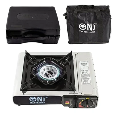 Image of NJ 500 Portable Camping Gas Stove Single Burner Butane Cooker 2.2kW Stainless Steel with Carry Case + Bag Outdoor use
