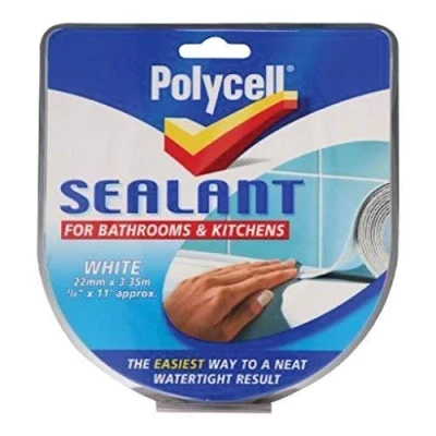 Image of Polycell Sealant Strip Bathroom &amp; Kitchen White 22mm by