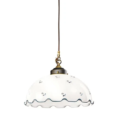 Image of Nonna Cottage Style Glass Dome Pendant Light Matt Antique Brass, 1x E27