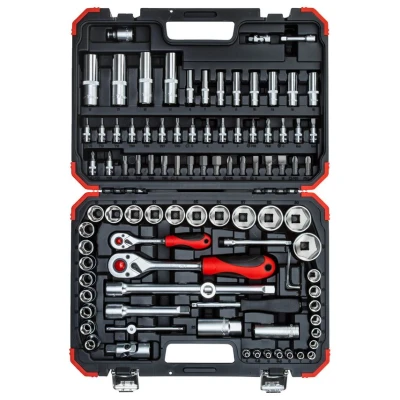 Image of GEDORE Red Socket Spanner Set, 94 Pieces, with Reversible Ratchets, Wrench and Bit 1/4 Inch