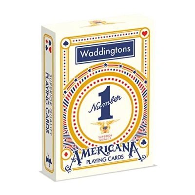 Image of Waddingtons Number 1 Americana Playing Card Game, classic deck of cards associated with the Stars and Stripes, play poker, rummy, solitaire or snap, gift toy for boys girls adults aged 4 plus