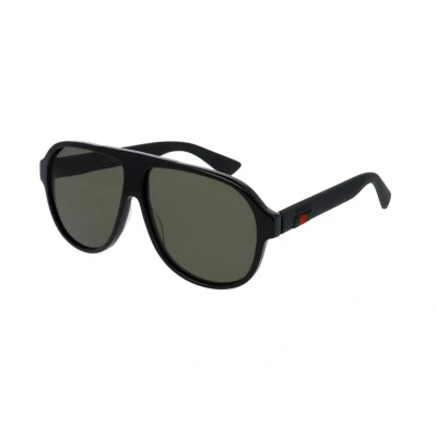 Image of Gucci Sunglasses, Size: 59, Black/black/green