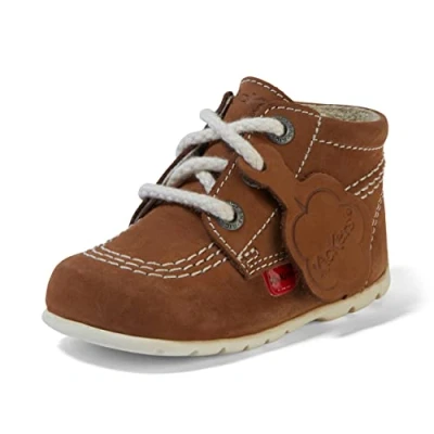Image of Kickers Unisex Baby Kick Hi Ankle Boots with Zip Extra Flexibility for Easy, Tan, 0 UK Child