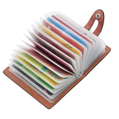 Image of KELEKELE Credit Card Holder Wallets for Men Women Soft Genuine Leather 20 Thickening Slots (Pink)