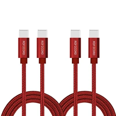 Image of ROFICORD USB C to Cable, [2Pack 0,6M] 60W Power Delivery Fast Charge Type Cord Compatible with MacBook Pro/Galaxy S20/Microsoft Surface/Google Pixel and Other Device (Red)