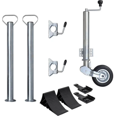 Image of vidaXL Trailer Jack Wheel 60 mm with 2 Support Tubes and Split Clamps