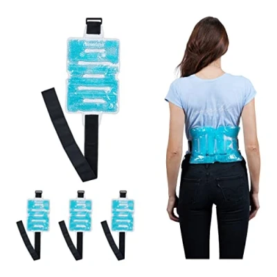 Image of Hot and Cold Gel Pack, Back Strap, Set of 4, Warm Compress, Cooling Pad, Injury &amp; Pain Relief, Light Blue Relaxdays