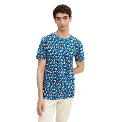 Image of Tom Tailor Denim Men&#039;s 1031138 T Shirt, 29713 Blue Arty Half Circle Print, S