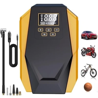 Image of EJiaDuola Tyre Inflator,Portable Air Compressor,Digital Car Pump Accessories, 150PSI 12V DC Auto Pump,Preset Pressure &amp; Shutoff, Electric for Tyres, Bicycles
