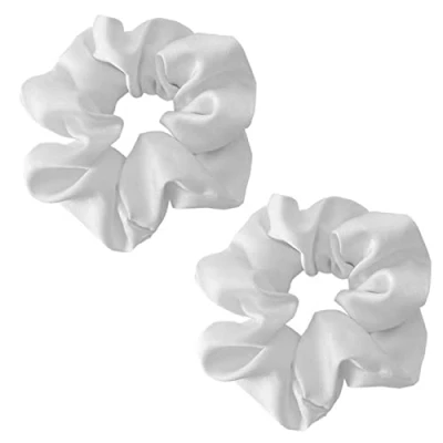 Image of ILamourCar 2 PCS Large Hair Scrunchies, Elastic Soft Ties Scrunchy Bands Ponytail Women Girls Lady Children (White)
