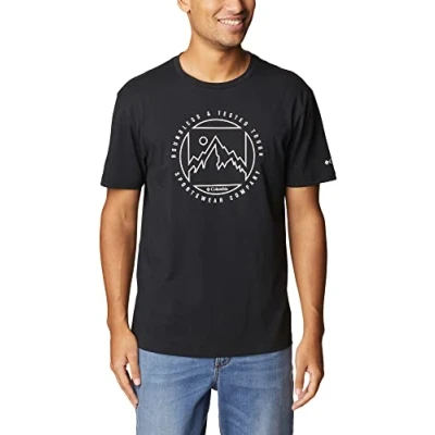 Image of Columbia Men&#039;s M Rapid Ridge Graphic Tee Short Sleeve Shirt, Black x Boundless Graphic, Size S