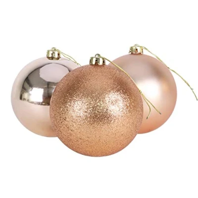 Image of Christmas Concepts® 3 150mm Extra Large Baubles Shiny, Matte &amp; Glitter Design Decorations (Rose Gold)