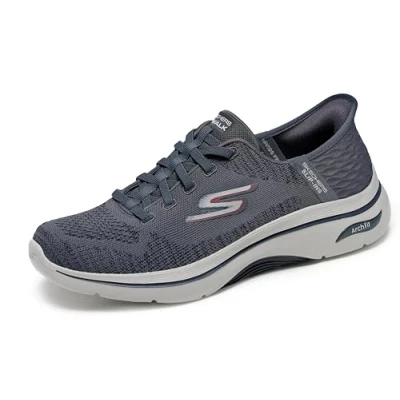 Image of Skechers Performance GO WALK ARCH FIT 2.0 Walking trainers, Men&#039;s, Size: 10, Charcoal/red Textile