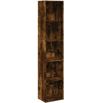 Image of vidaXL Bookcase Storage Rack Smoked Oak Engineered Wood 40 x 30 189 cm Bookshelf for Living Room/Bedroom/Hallway/Office