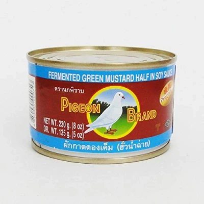 Image of Pickled Mustard Green Half in Soy Sauce Tin 230g by Pigeon
