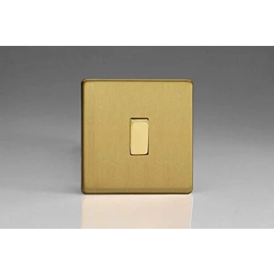 Image of XDB1S Varilight Flat Plate Screwless Brushed Brass 1 Gang Light Switch Decorative Inserts,White,86x86x25mm