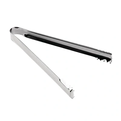 Image of Olympia Gunmetal Ice Tongs in Black with Serrated Jaws Dishwasher Safe