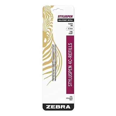 Image of Zebra 0.7 mm Ballpoint Pen Ink Refill Black (Pack of 2)