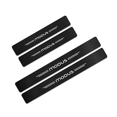 Image of 4Pcs Car Door Sill Scuff Plate Cover Sticker for Ren ault Styling Accessories, Carbon Fiber Kick Plates Welcome Pedal Protector Strips Auto Threshold Non Slip Entry Guard Trim, Modus