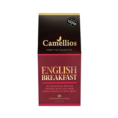 Image of English Breakfast Tea, Pyramid Tea Bags, Camellios (15 1 Pack)