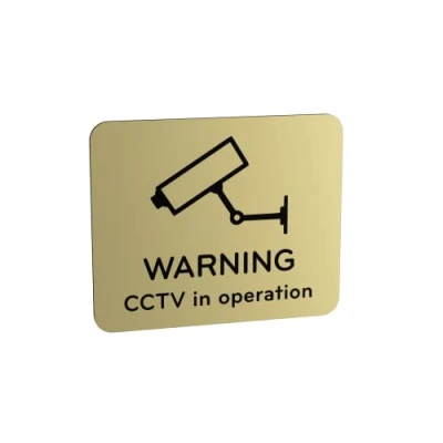 Image of Warning CCTV in Operation Sign Notice for Indoor or Outdoor Use, Waterproof, with Adhesive Back. Choice of colours. Clear, Easy to Read Text. Display Notice. (Gold)
