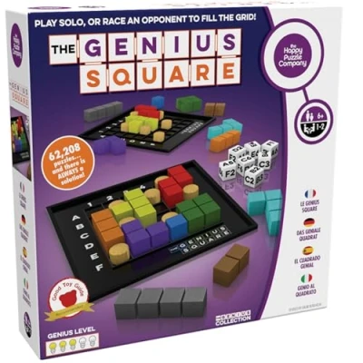 Image of The Happy Puzzle Company Genius Square Game 62,208 Challenges for Friends and Family Board Night Logic STEM Educational Learning Resources Adults &amp; Kids Smart Games Ages 6+