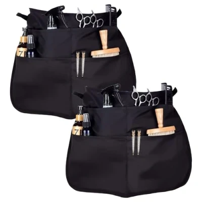 Image of ExcellaElite 2PCS Black Apron, Dustproof Waist Apron Anti Fouling Dirt Suitable for Kitchen Restaurant Work Waitress Chef Waiter Cooking Baking
