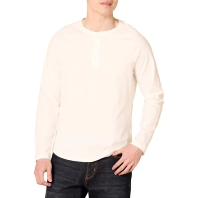 Image of Amazon Essentials Men&#039;s Slim Fit Long Sleeve Henley Shirt, White, M