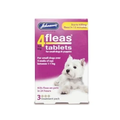 Image of Johnson s Vet 4 Fleas Small Dog Puppy Flea Tablets 3pk