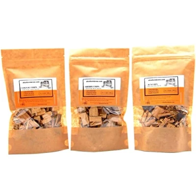 Image of Chips made of barrels 3 pack Cognac + Sherry Rum Oak aging the alcohol Beverage